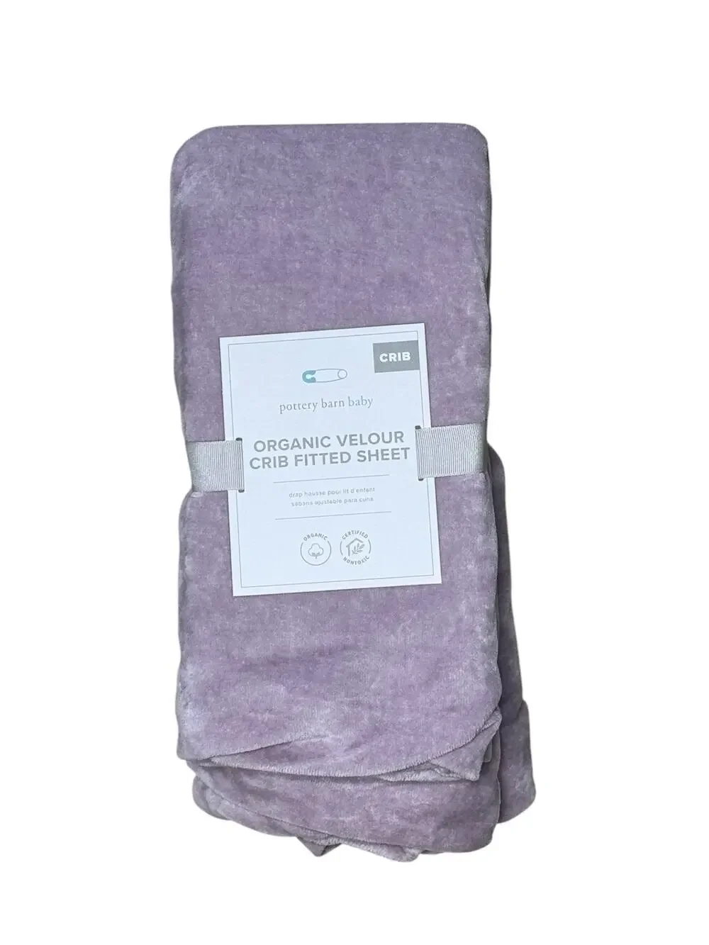 Pottery Barn Baby Organic Velour Light Purple Fitted Crib Sheet NEW